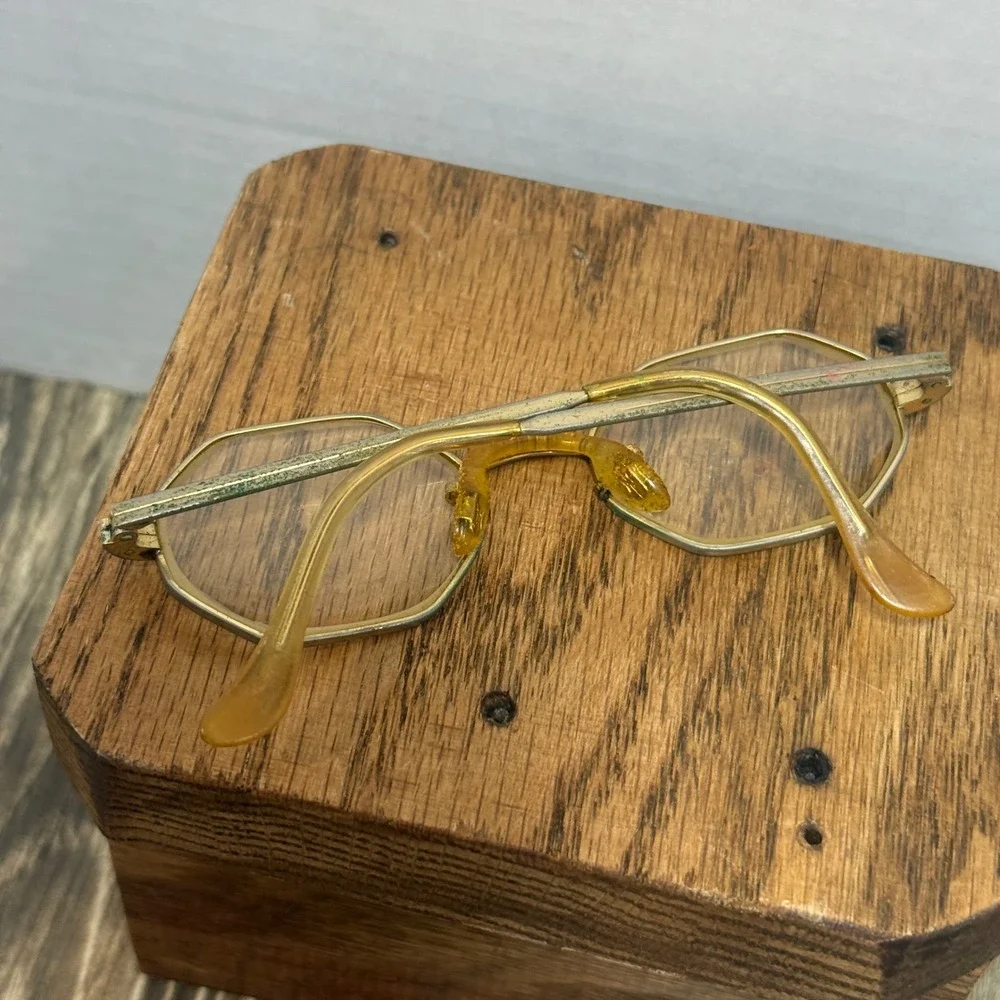 Vintage Jane by Joy Octagon Eyeglasses Gold Silver Geometric Frames